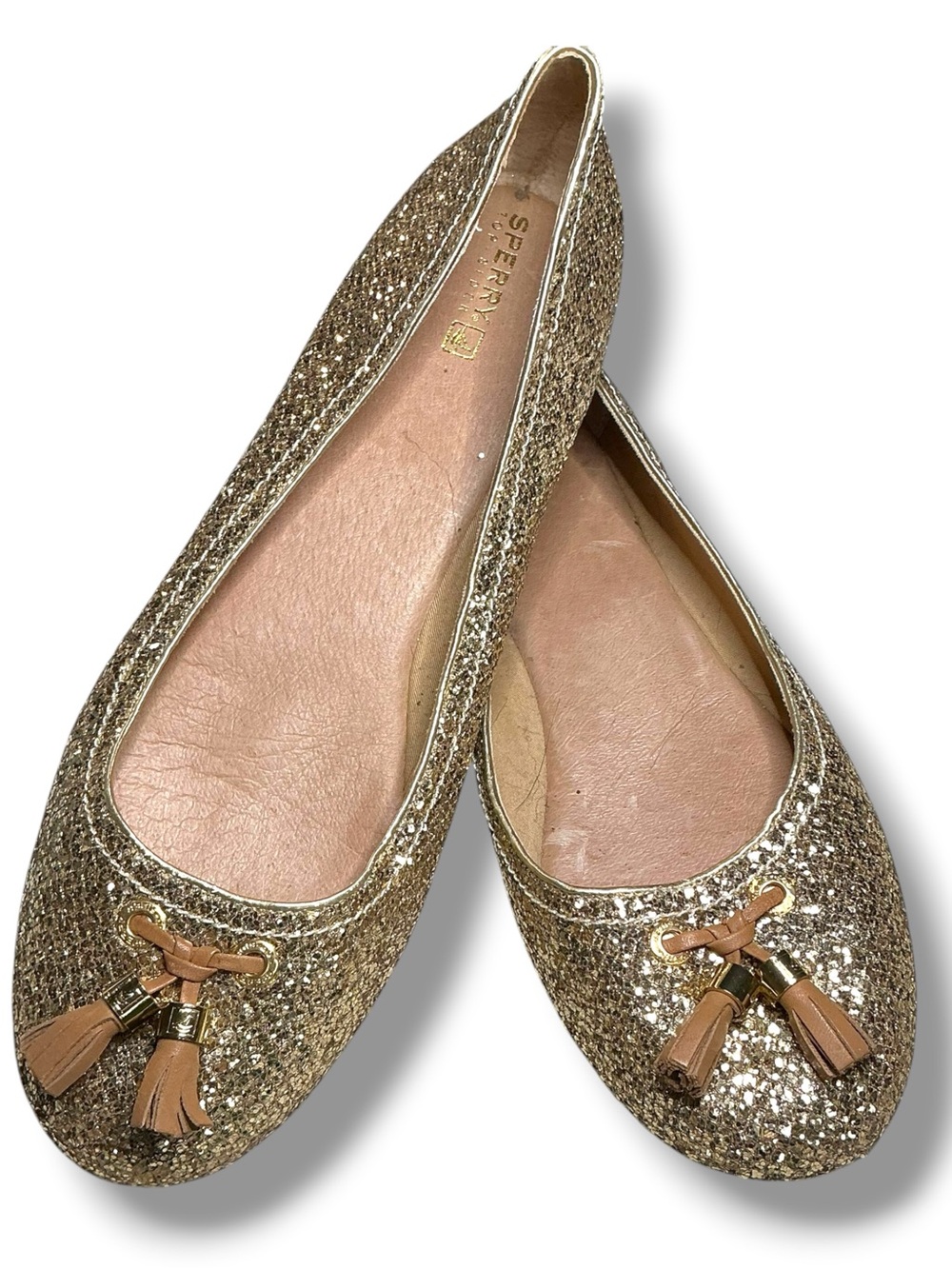 Sperry Top-Sider Gold Glitter Tassel Ballet Flats - Women’s Size 12 $165